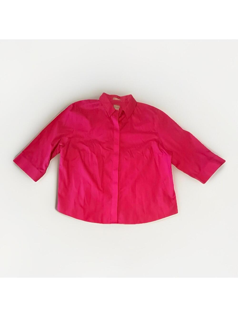 Chicos 3P No Iron Stain Shield Pink Button Up Shirt Blouse Women US Size 16/18P
